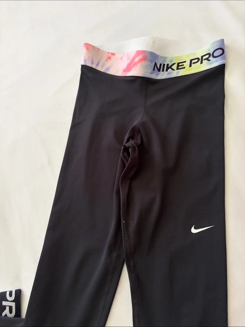 Nike Black Compression Leggings with Rainbow NIKE PRO Waistband